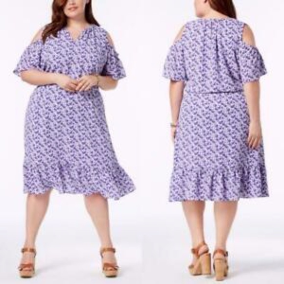 MICHAEL Michael Kors Dresses & Skirts - Michael Kors Purple Floral Midi Dress Plus Size 2X